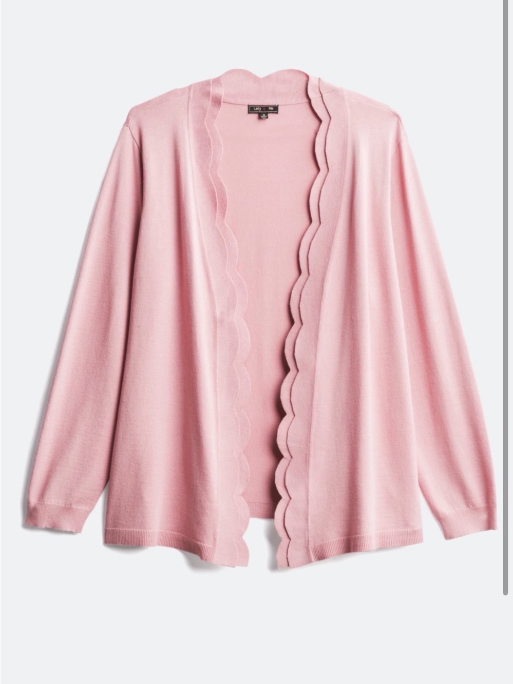 CeCe Scallop-Trim Open Front Cardigan in Dusty Rose